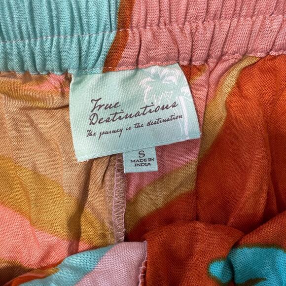 True Destinations Women Resort Flare Wide Leg Pant Coverup S Tropical Beach Boho - Picture 3 of 13